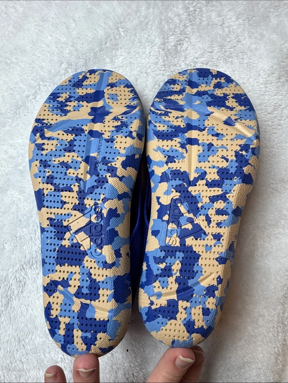 adidas Kids Royal Blue Slip-On Water Shoes with Camouflage Toe